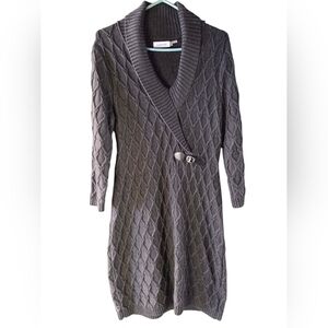 Calvin Klein Charcoal Wrap Sweater Dress